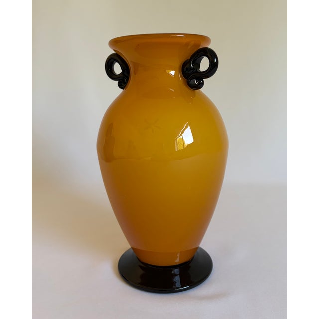 Mid-Century Modern Ochre Cased Murano Glass Vase For Sale - Image 3 of 7