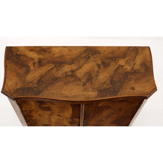 Italian Patch Olive Burl Wood Bombe Shape Hall Cabinet Console Cabinet Credenza For Sale - Image 11 of 15