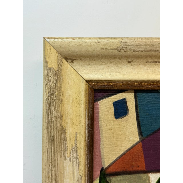 Latin American School oil on canvas Mother carrying child circa 1960's - 1970's Geometric Style 27 3/4 x 31 1/2 unframed...