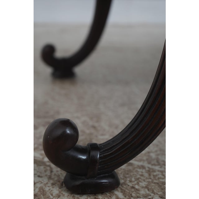 Vintage Leather Top Cornucopia Carved Mahogany Coffee Table For Sale - Image 12 of 13