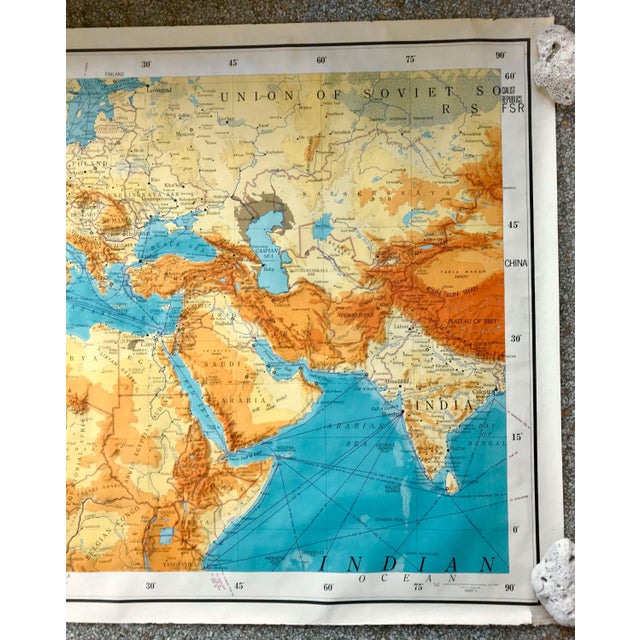 Mid-Century Modern Mid 20th Century Army Map Service World Map - Europe, Asia, North Africa, Soviet Union - 1101 Series - Large Wall Decor 55" X 40" For Sale - Image 3 of 9