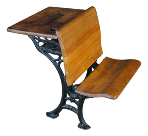 Antique Victorian 1880s "Fashion" Cast Iron & Maple School Desk Sidney Ohio