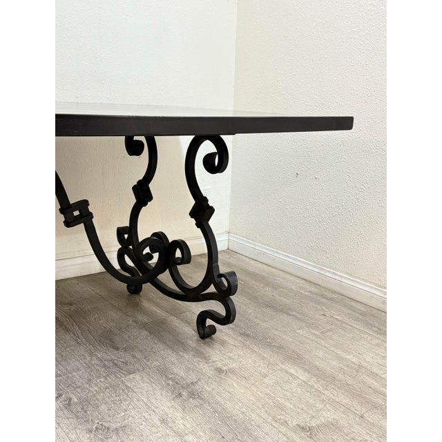 Wrought Iron Wood Dining Table For Sale - Image 9 of 11