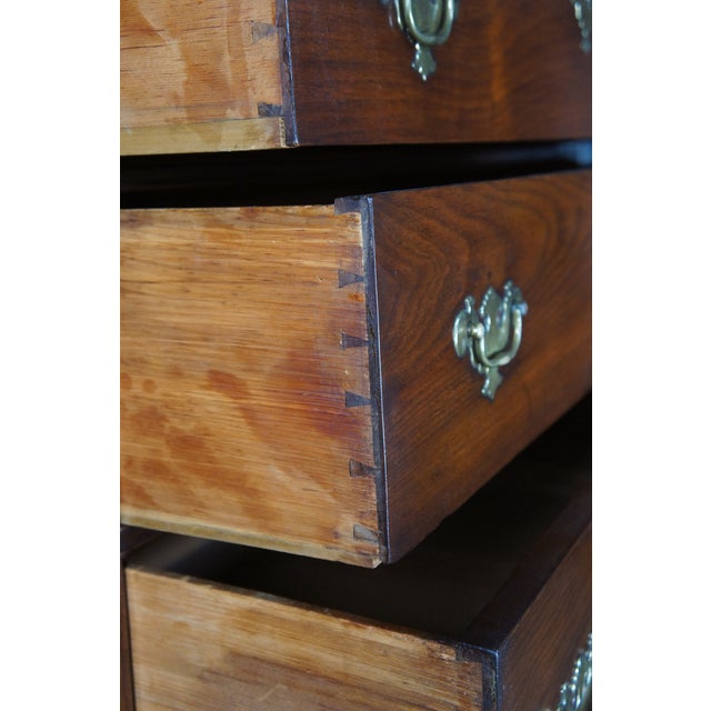 Mid 18th Century Antique 18th C. American Queen Anne Cherry Bonnet Top Highboy Chest Dresser For Sale - Image 5 of 16