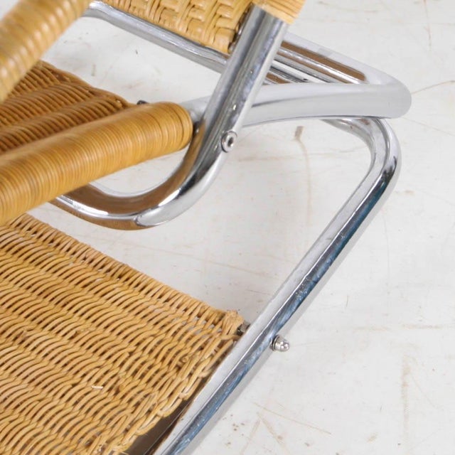 Wicker and Chrome Chaise Longue, 1970s For Sale - Image 11 of 17