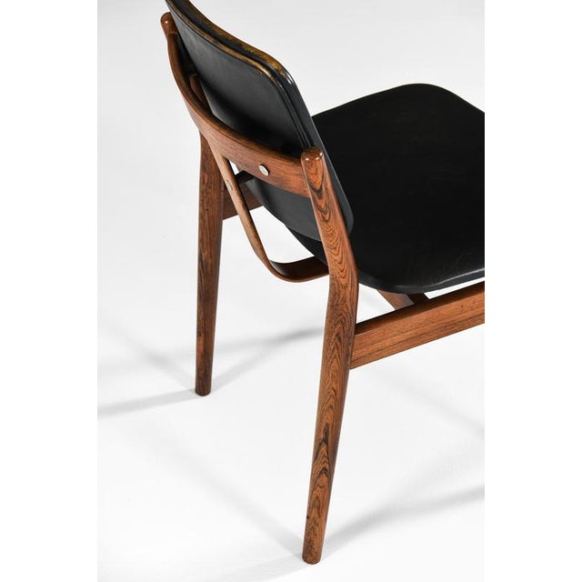 Dining Chairs in Leather and Rosewood attributed to Arne Vodder, 1960s, Set of 6 For Sale - Image 10 of 12