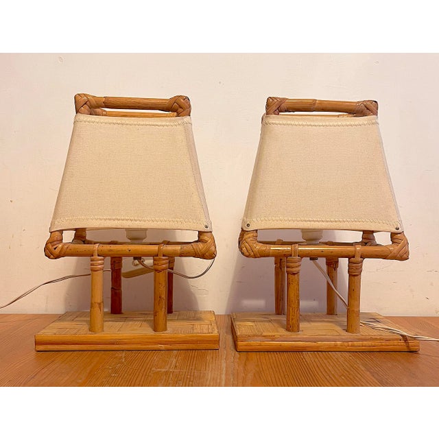 1950s Bamboo Table Lamps, 1950s, Set of 2 For Sale - Image 5 of 9