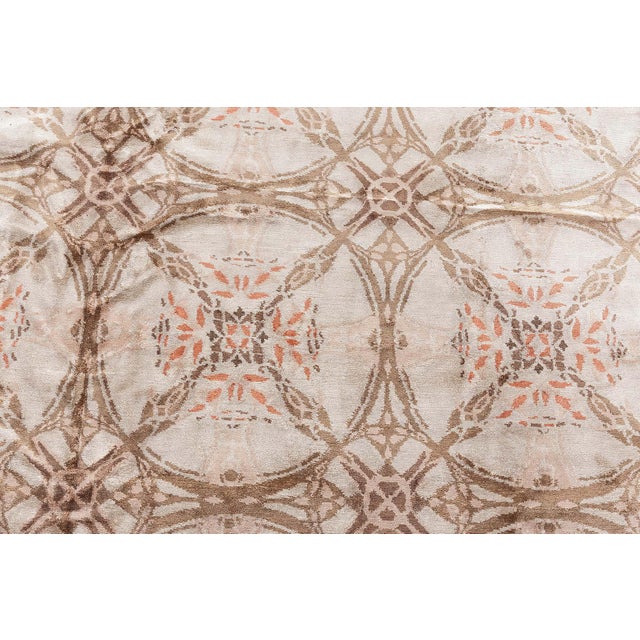 Textile Modern Tibetan Silk Rug – “Cinnamon Lattice” Design by Doris Leslie Blau For Sale - Image 7 of 9