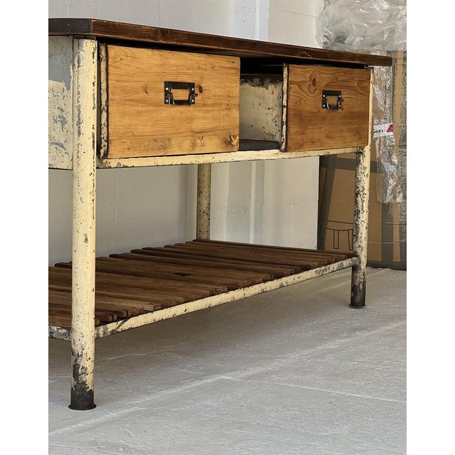 Vintage Industrial Workbench, 1960 For Sale - Image 9 of 18