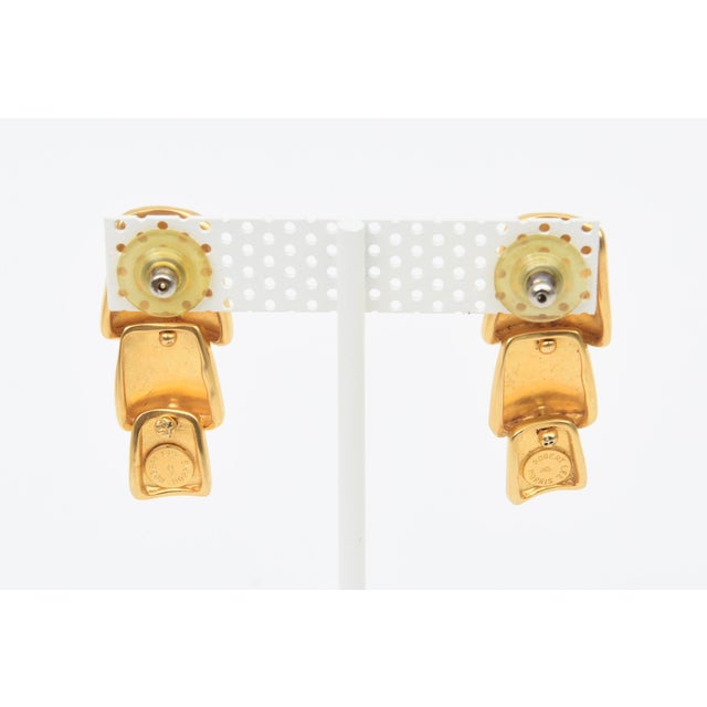 Vintage Robert Lee Morris Gold Plated Sculptural Dangle Earrings, 1980's For Sale In Miami - Image 6 of 10