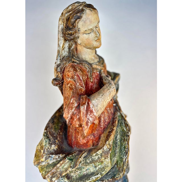 Mary, Mother of God, South German Master circa 1760, Carved Wood For Sale - Image 5 of 10