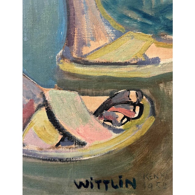 Modern Alois Wittlin, Personnage Assis, Gong Hill, Frontière du Tanganyika, Kenya, 1952, Oil on Wood, Framed For Sale - Image 3 of 13