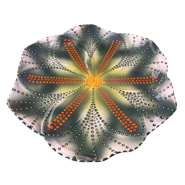Mid-Century Modern South African Hand-Painted Ceramic Starburst Plates - a Pair For Sale - Image 4 of 11