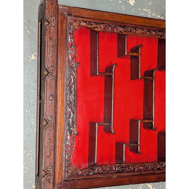 1970s Chinese Carved Hardwood Shadow Box Curio Display Cases,2 Pieces For Sale - Image 12 of 14