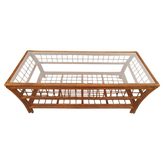 Vintage Bamboo Chinese Chippendale Coffee Table | Chairish