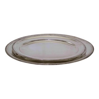 1970’s Vintage/New Old Stock Frank Cobb Silverplate Oval Platters With Acanthus Leaves Applied Border- Set of 2 For Sale