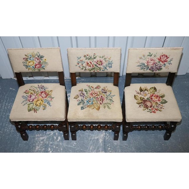 English Victorian Floral Tapestry Dining Chairs, Set of 6 For Sale - Image 11 of 16