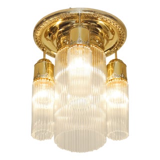 Art Nouveau Glass Ceiling Lamp, 1890s For Sale