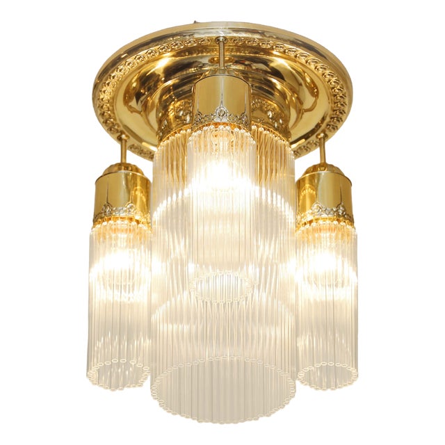 Art Nouveau Glass Ceiling Lamp, 1890s For Sale