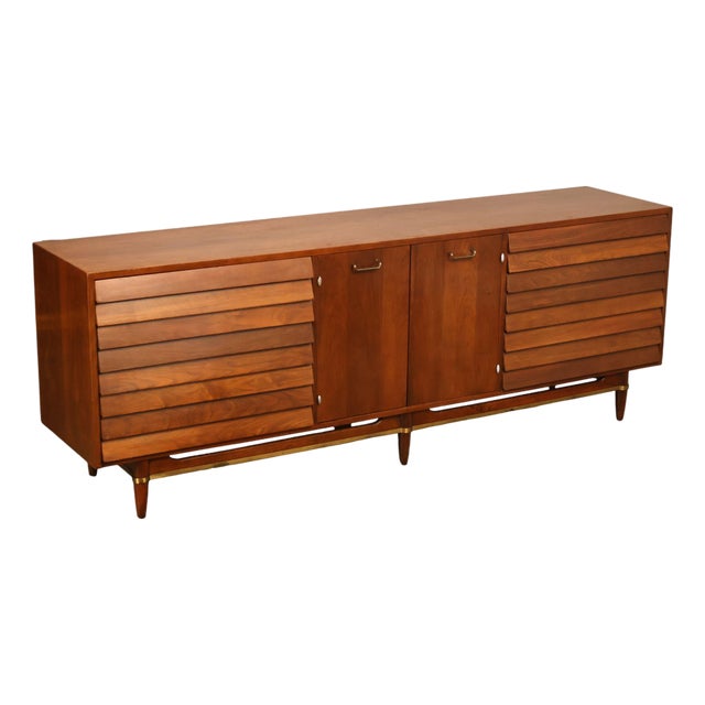 Merton Gershun For American Of Martinsville Mid Century Modern Walnut Lowboy Dresser For Sale