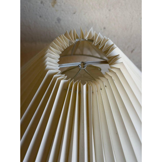 1960s Teak Beige Table Lamp With Pleated Shade Accent Lighting Danish Mid-Century Modern For Sale - Image 9 of 10