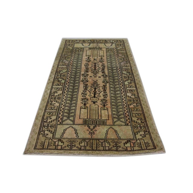 Brown Oriental Hand Knotted Rug Turkish Vintage Oushak 4'3" x 7'5" For Sale - Image 8 of 8