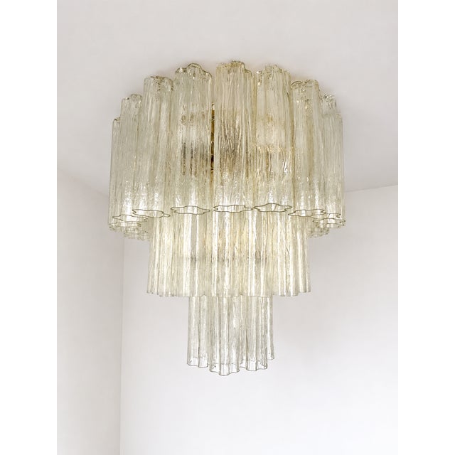Champagne Italian Luxury Champagne “Tronchi” Murano Glass Flush Mount in Venini Style For Sale - Image 8 of 8