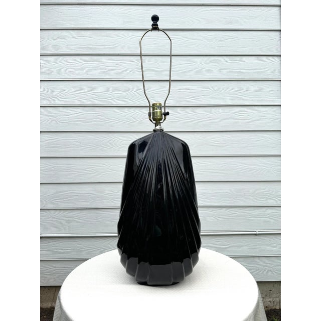 Black Art Deco Black Ceramic Large Table Lamp For Sale - Image 8 of 12