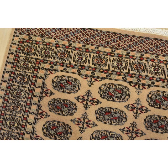 Bokhara Rug 4’2” X 5’6” Beige Wool Tribal Hand-Knotted Oriental Carpet For Sale In Philadelphia - Image 6 of 11