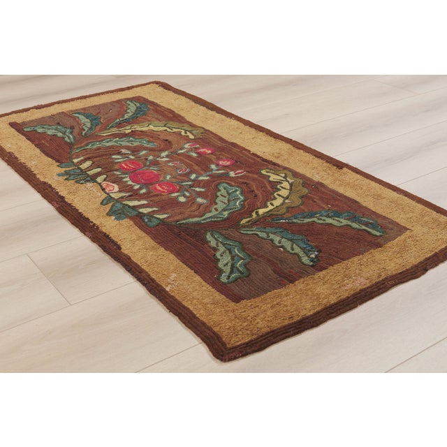 Brown Antique American Hooked Rug, 02'07 X 04'10 For Sale - Image 8 of 10
