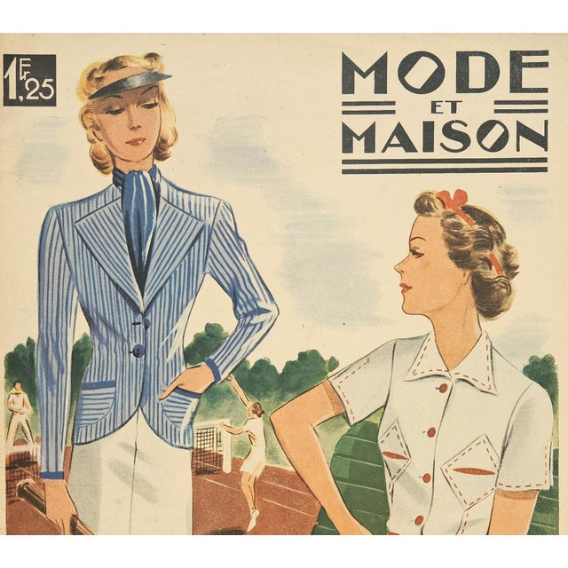 This is an original French print for the woman who loves the sport of tennis. Sport related vintage prints are highly...