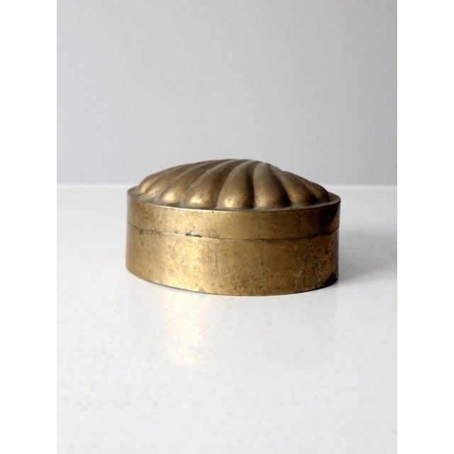 Shabby Chic Vintage Brass Shell Box For Sale - Image 3 of 9