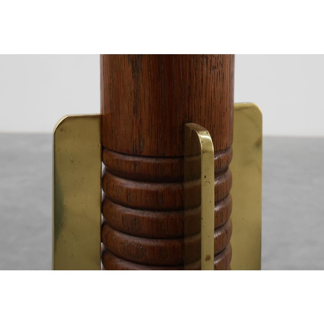 Metal Art Deco Floor Lamp in Oak and Alabaster, 1920s For Sale - Image 7 of 16