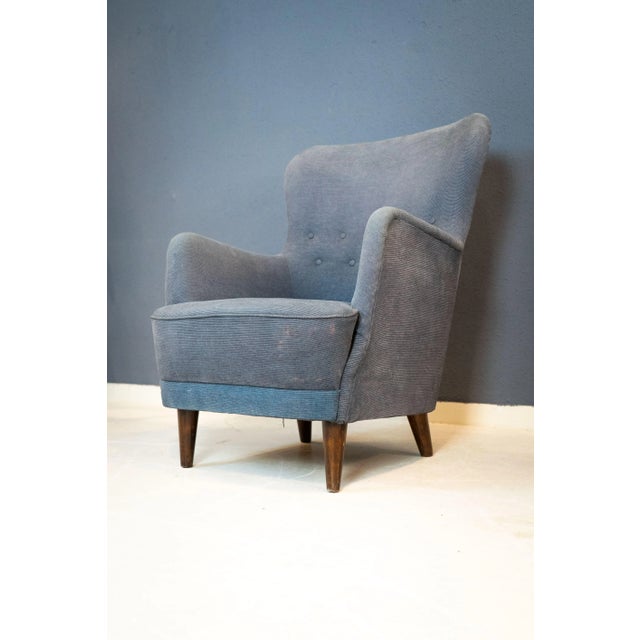 Blue Armchair from C.M. Madsen, 1950s For Sale - Image 3 of 7