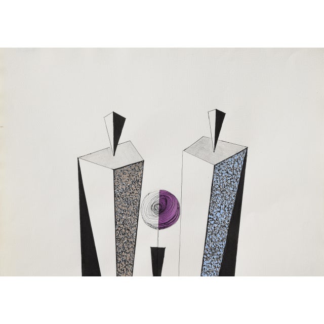Ernst Geitlinger, Couple at the Table, 1965, Mixed Media on Paper For Sale - Image 4 of 12