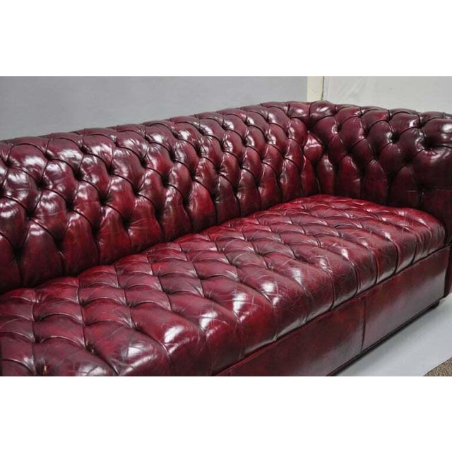 Vintage Mid Century Red Leather Button Tufted Chesterfield Sofa Chairish