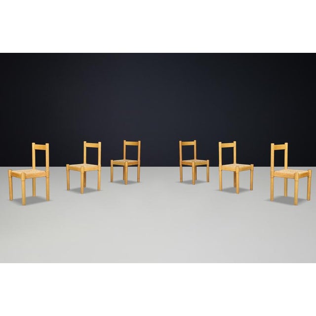 Ash and Rush Dining Room Chairs in the style of Vico Magistretti, 1960s, Set of 6 For Sale - Image 3 of 12
