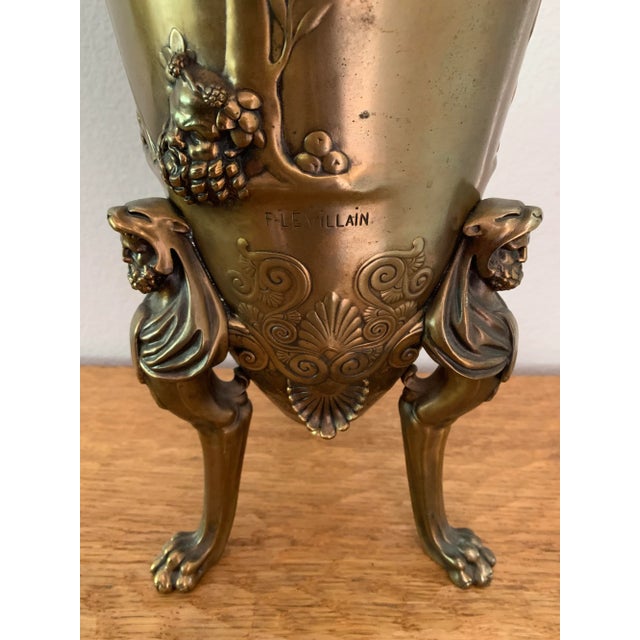 Antique French Vase Bronze Vase Vessel Urn - Signed F. Levillain For Sale - Image 9 of 13
