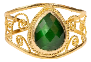 Green Cat Eye Chunky Cuff Bracelet