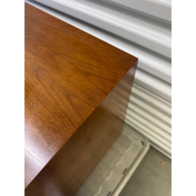 Mid 20th Century Walnut Dresser Bachelors Chest With Carved Panel Door For Sale - Image 9 of 12