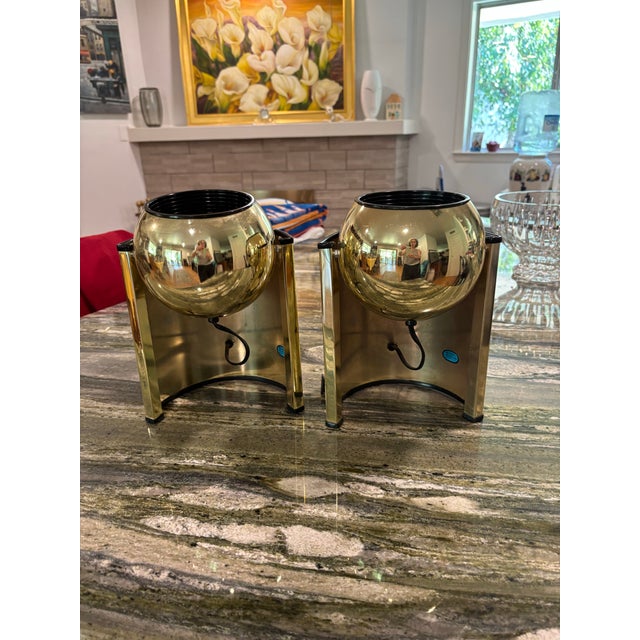 Mid-Century Modern Vintage Kovacs Mid Century Modern Gold Atomic Eyeball Lamps - Pair For Sale - Image 3 of 10