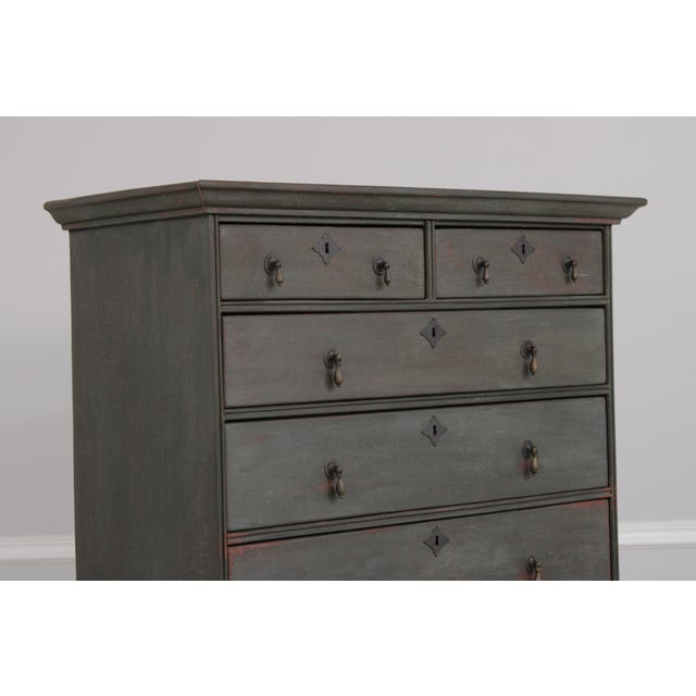 Paint g.l. Sawyer Custom Made Crackle Paint 8 Drawer Highboy For Sale - Image 7 of 14