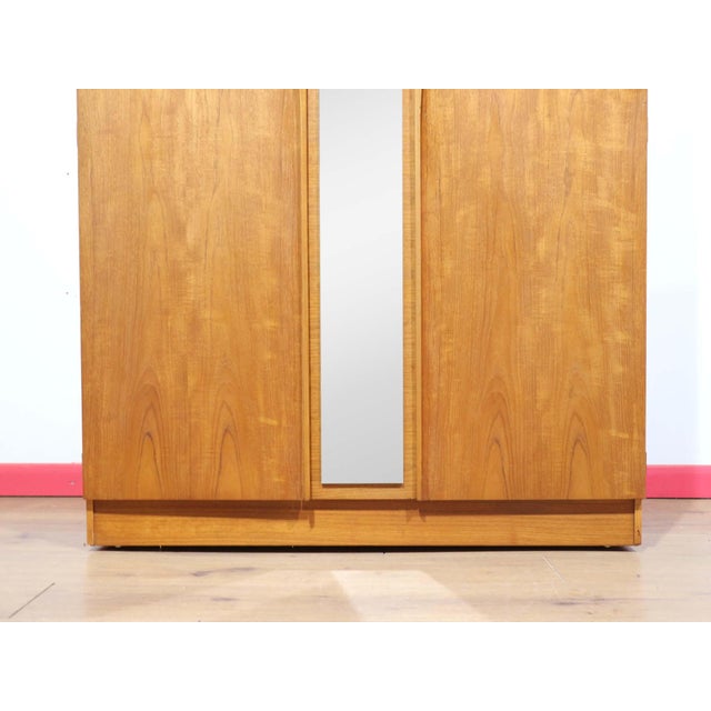 Mid Century Modern Vintage Teak Armoire Wardrobe With Mirror by Austinsuite Danish Style For Sale - Image 10 of 11