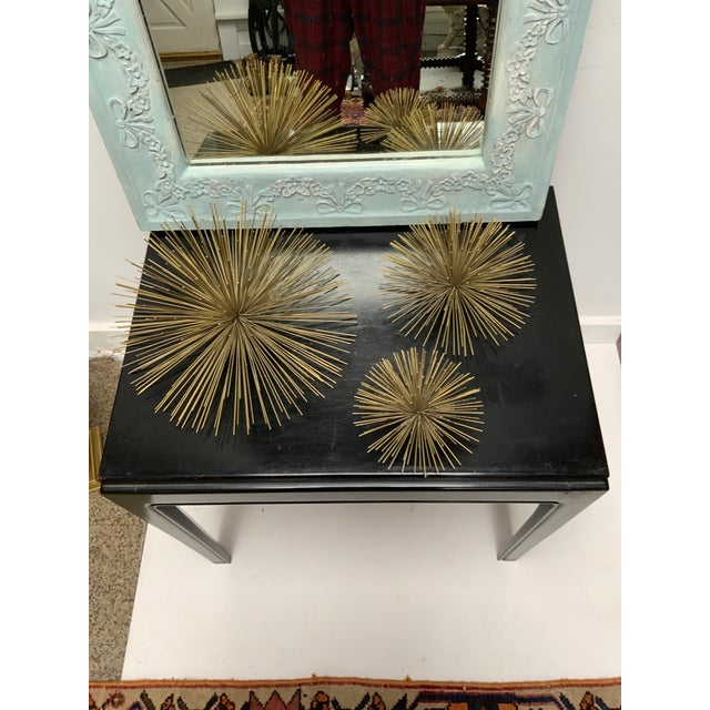Set of 3 Vintage Bronzed Metal Wall Sculptures in the style of Curtis Jere. Spikey Metal Strands Depicting an Urchin ....