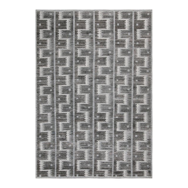 Rug & Kilim’s Scandinavian Outdoor Rug With Gray Geometric Patterns - 14'x20' For Sale