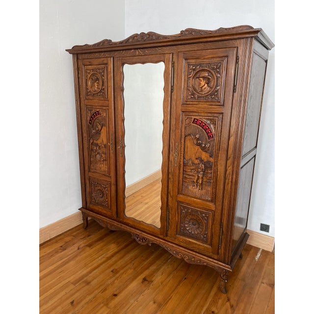 Breton Wardrobe in Oak, Late 19th Century For Sale - Image 10 of 18