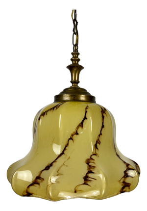 Art Deco Style Marble Glass Pendant Light, 1950s