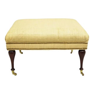 Late 20th Century Charles Stewart Co. Edwardian Style Mahogany Square Ottoman on Brass Castors For Sale