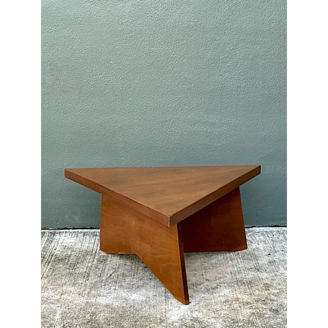 Vintage Triangular Wood Coffee Table For Sale - Image 4 of 12