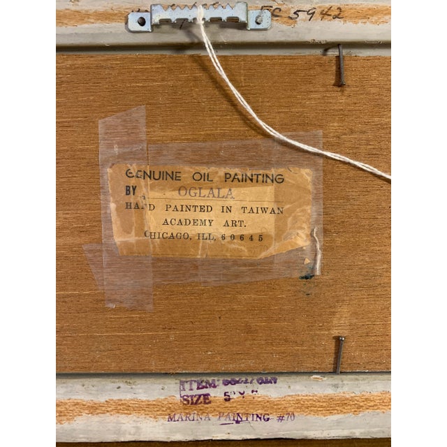 Modern Nautical Scene Signed Oil Painting on Board, Marina For Sale In Orlando - Image 6 of 7